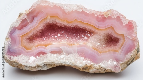 Soft Pink Agate with Crystal Edges and Translucent Layers