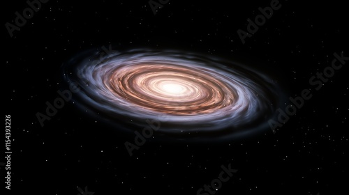 Ethereal Spiral Galaxy in Gradient Violet with Radiant Core on Black Cosmic Space