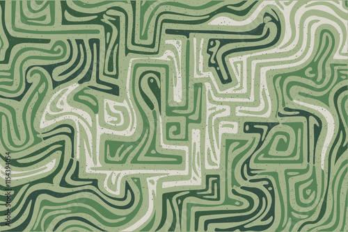 Intricate green maze pattern showcases swirling lines and organic shapes