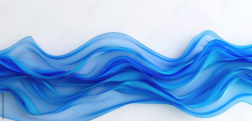 Fototapeta premium Vibrant Blue Flowing Silk Waves with a Futuristic Look
