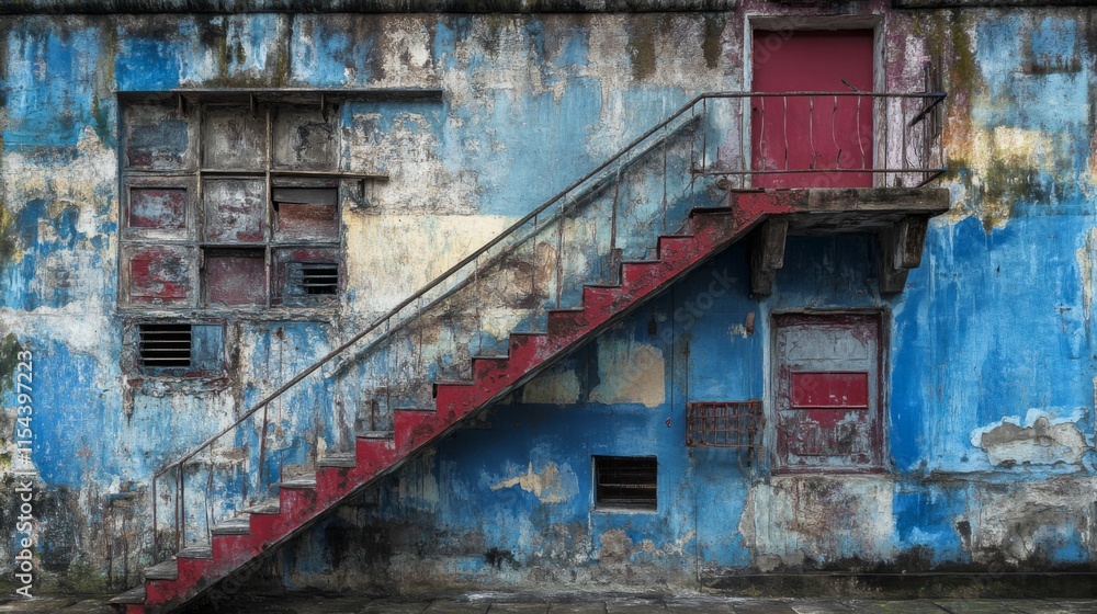 Urban Staircase with Colorful Texture and Natural Light Urban Staircase with Colorful Texture and Natural Light