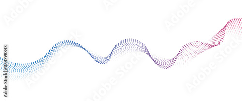 Flowing Dot Wave halftone gradient pattern on transparent background	
