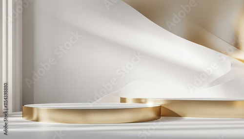 Elegant Gold White Product Display Podium Minimalist Background Abstract Design