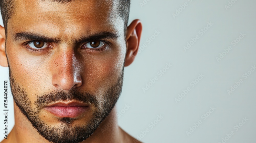 Obraz premium Determined leader closeup portrait studio setting emotional expression intense focus