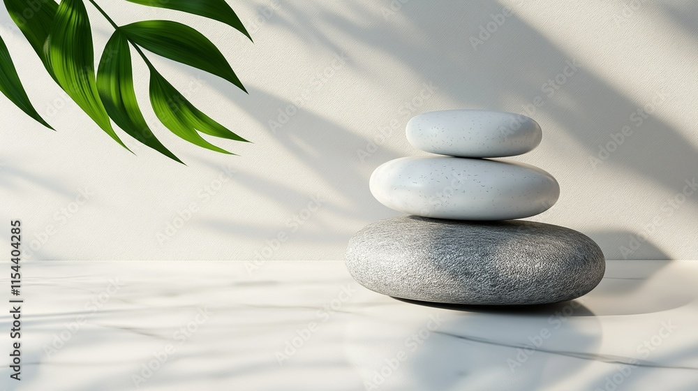 Spa still life with zen stones and white orchids Beautiful composition with spa stones on the table Spa still life with zen stones and white orchids Beautiful composition with spa stones on the table