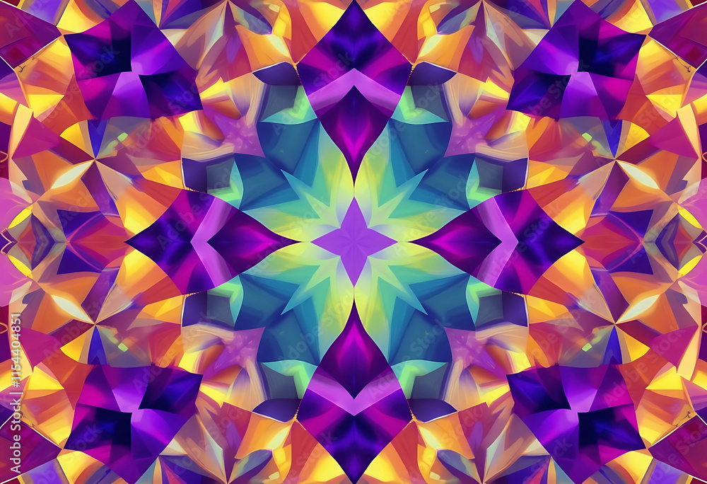 Vibrant Gradient Triangle Pattern with Kaleidoscopic Geometry Vibrant Gradient Triangle Pattern with Kaleidoscopic Geometry
