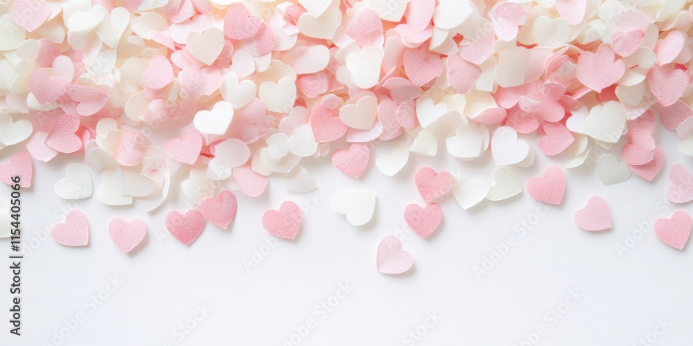 Fototapeta premium Corazones de papel en colores rosa y blanco