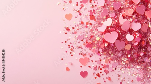 Decoración con corazones en colores rosa y rojo