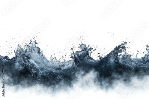 Fototapeta Naklejka Na Ścianę i Meble -  rough sea ocean dark deep blue color with big waves tsunami hurricane storm on transparent background
