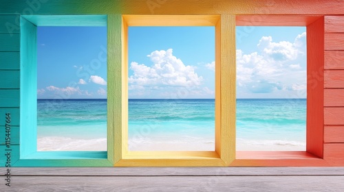 Vibrant Architectural Frames by the Serene Sea
