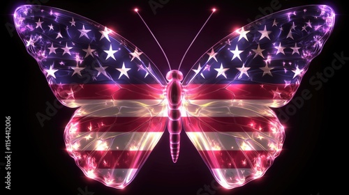 Wallpaper Mural Digital butterfly with american flag colors and stars Happy 4th of July, Independence Day USA Torontodigital.ca