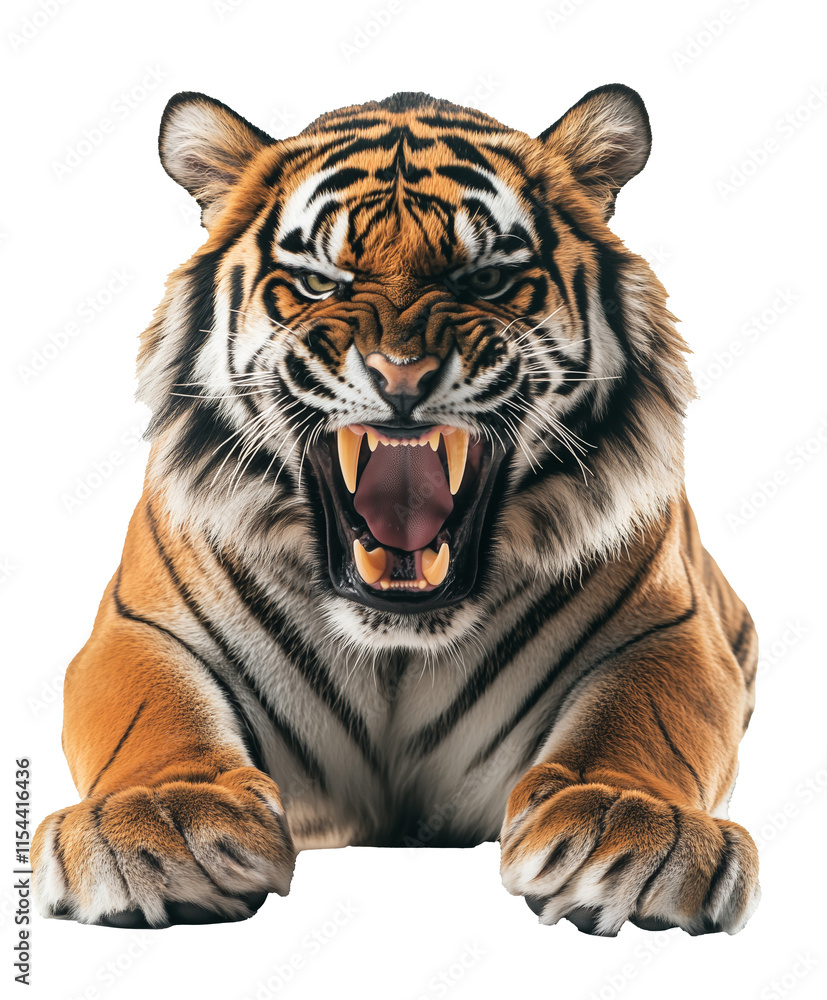 Fototapeta premium Angry tiger on transparent background