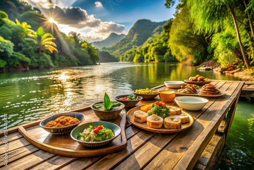 Kanchanaburi Dam: Raft Thailand's scenic river, savor delicious food, capture stunning photographic moments.