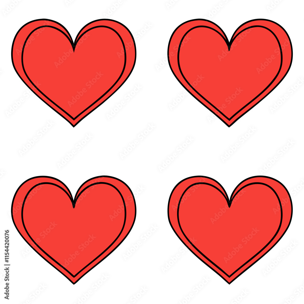 Hand-drawn red hearts, perfect Valentine’s Day card illustrations. Hand-drawn red hearts, perfect Valentine’s Day card illustrations.