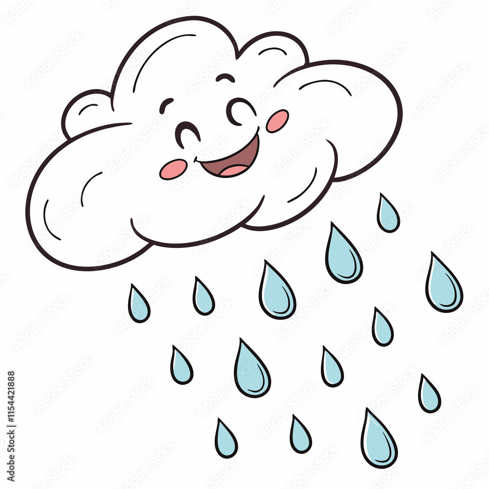 Obraz premium cartoon cloud raining drops