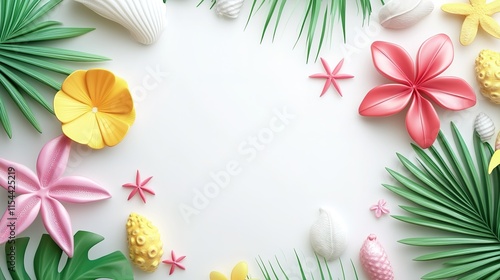 Summer frame on white