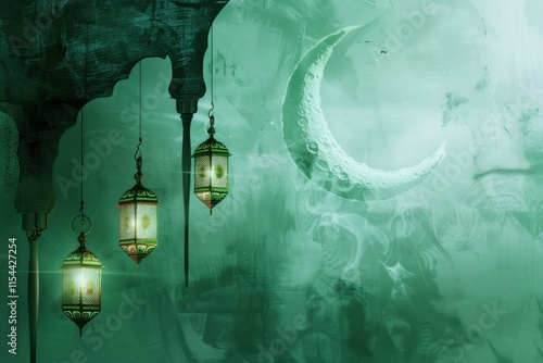 Eid Milad anNabi Stock Illustration in Emerald Green Concept photo