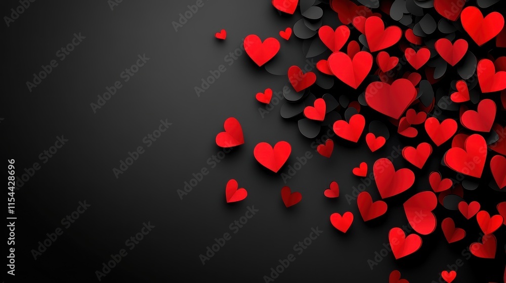 Red and black hearts on dark background. (1) Red and black hearts on dark background. (1)