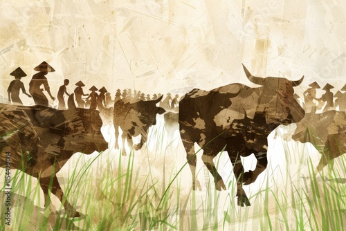 Pacu Jawi stock illustration Bulls racing through community spirit photo