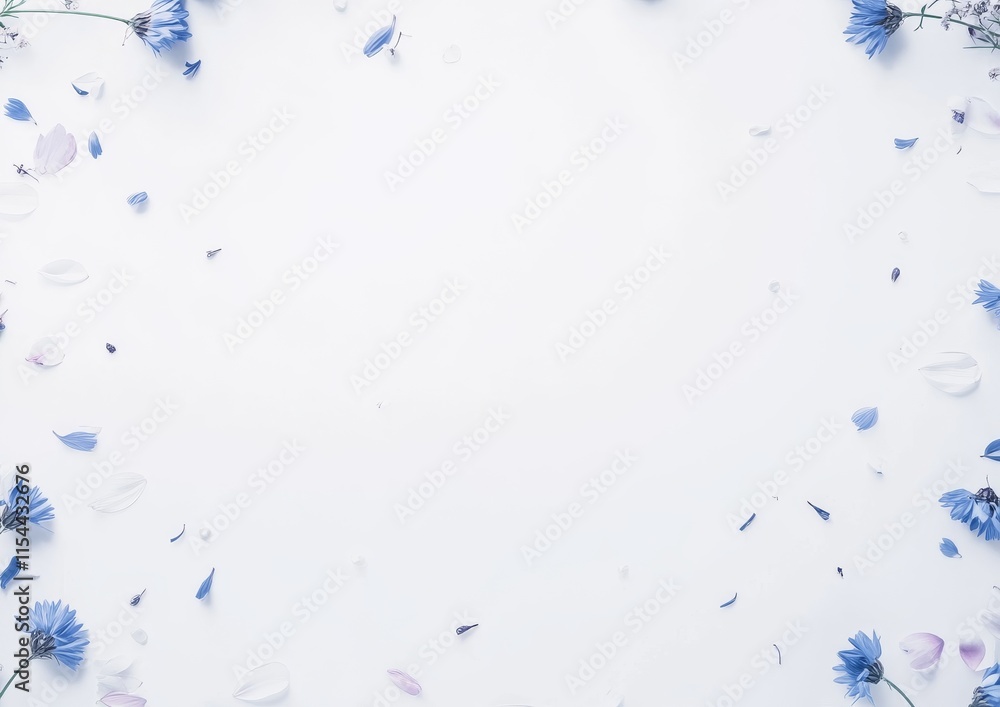 Obraz premium A simple background with a repeated Border pattern of Blue Cornflower
