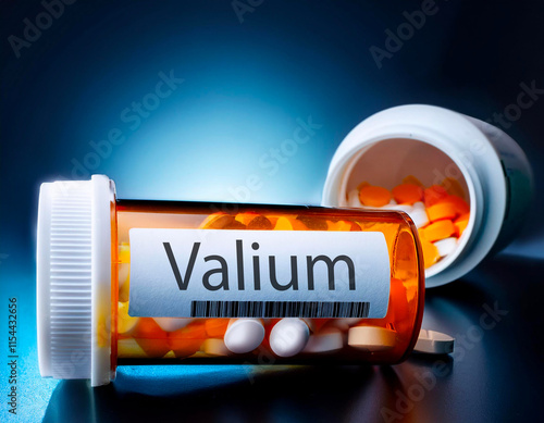 Valium pills in a prescription bottle
 photo