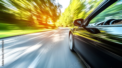 Wallpaper Mural Sleek Black Car Speeding on Open Road with Motion Blur Effect in Summer : Generative AI Torontodigital.ca