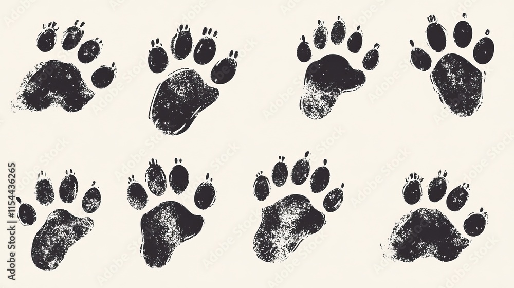 Fototapeta premium Hand-Drawn Doodle Animal Footprints Vector Illustration