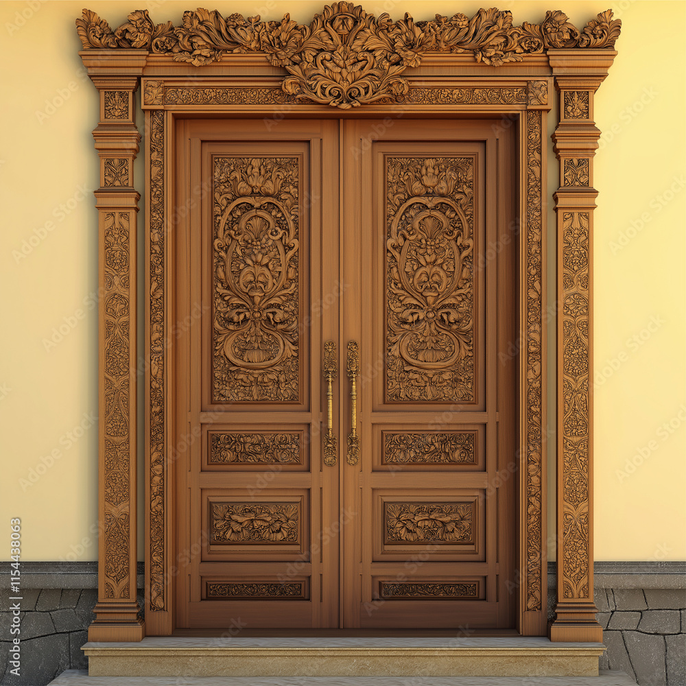 Door gate with Javanese style ornaments. AI Generated Door gate with Javanese style ornaments. AI Generated