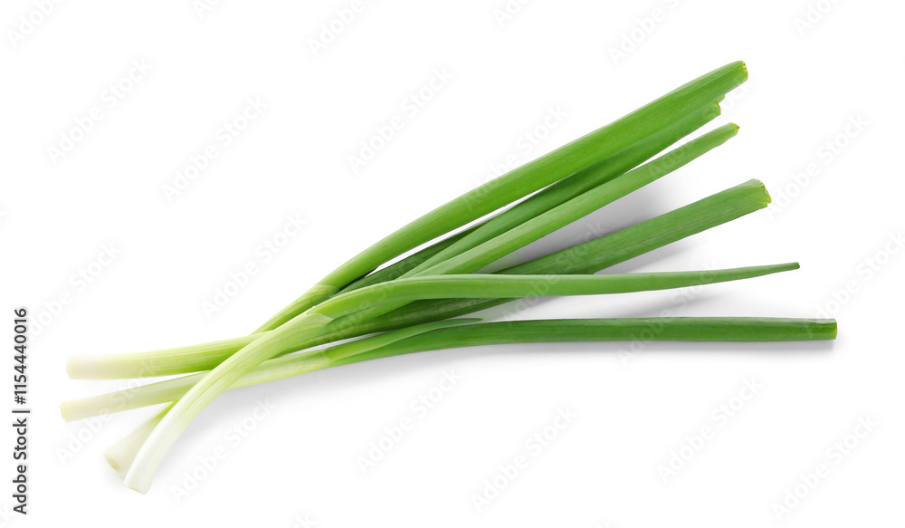 Cut fresh green onions isolated on white Cut fresh green onions isolated on white