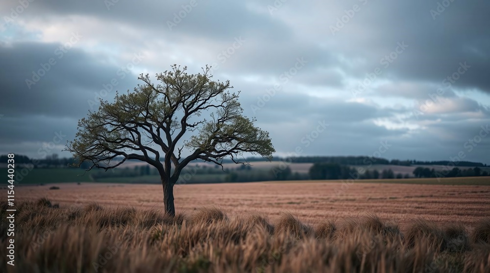 tree in the field with dramatic background tree in the field with dramatic background
