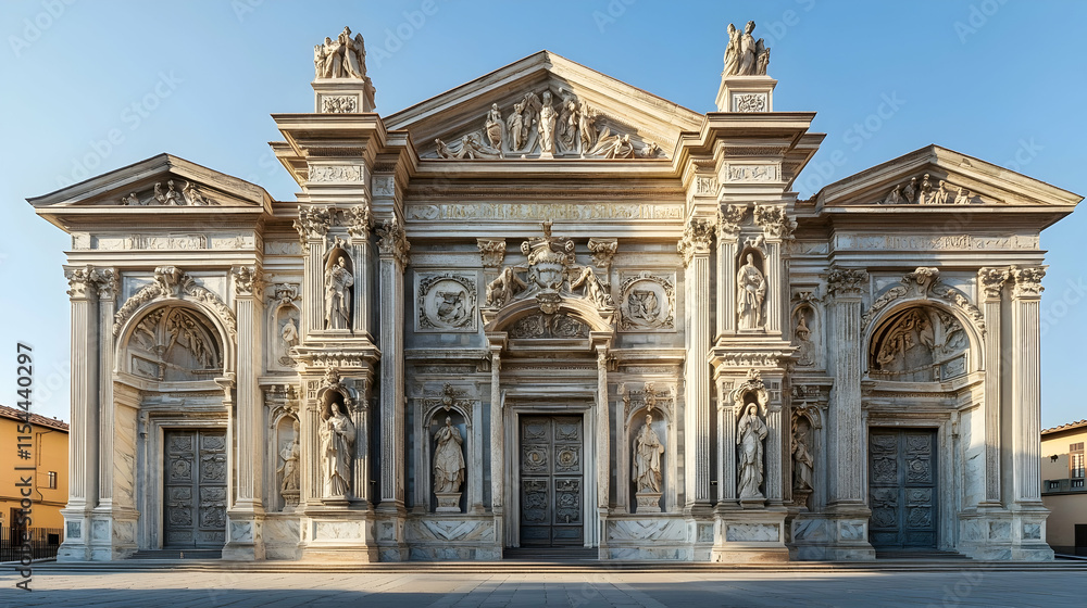 Obraz premium Stunning Baroque basilica in Florence Italy with marble facade and intricate carvings