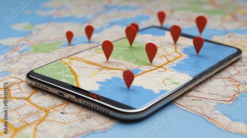 gps navigator on the map