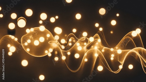 Vintage gold bokeh light effect on a black background, featuring golden lights in varying sizes and shapes, some circular and others organic. The lights have a textured, grainy appearance, with a warm photo