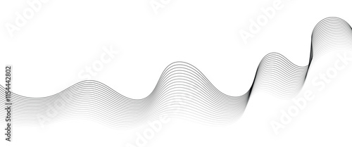 Abstract Gradient Wavy Lines: Smooth Colorful Curves on Transparent Background for Modern Technology, Science, and Music Concepts