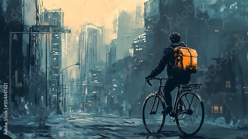 Wallpaper Mural A Man on a Bicycle Commuting Through an Urban Area Torontodigital.ca