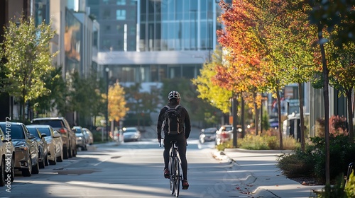 Wallpaper Mural A Man on a Bicycle Commuting Through an Urban Area Torontodigital.ca