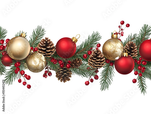 Christmas Ornaments with Pine Cones and Berries for Holiday Decor – Festive Decoration Image