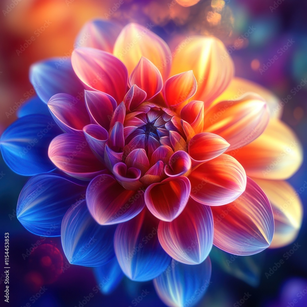 Vibrant multicolored dahlia flower blossom. Vibrant multicolored dahlia flower blossom.
