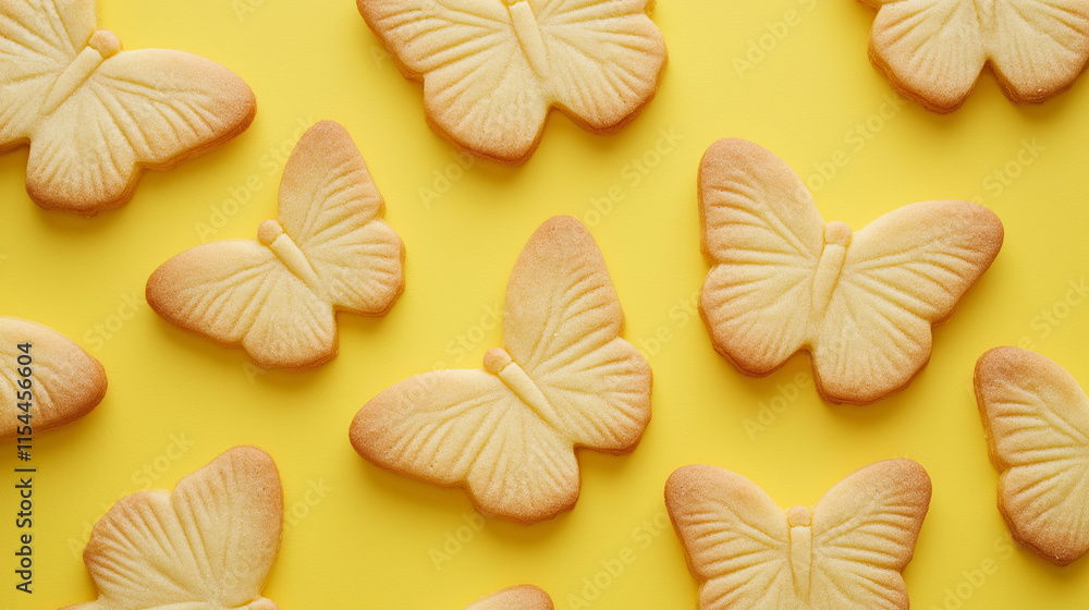 butterfly shaped cookies on yellow background , pumpkin butterfly shaped cookies on yellow background , pumpkin