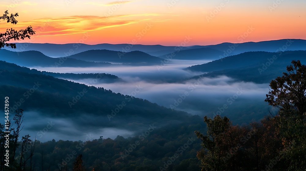 Fototapeta premium A Sunset View of a Mountain Range with Stunning Colors