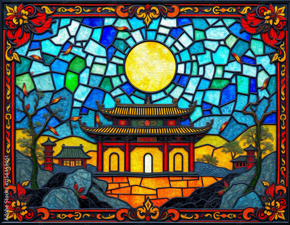 Obraz premium Oriental pattern. Oil painting. Pattern for printing on wall decorations, covers, leaflets, business cards