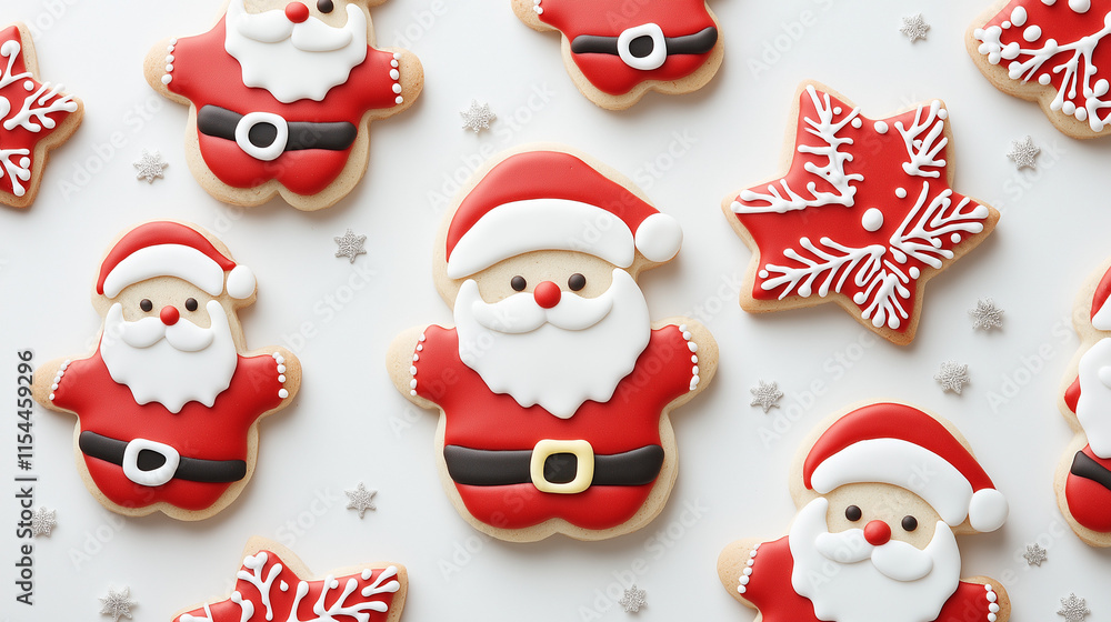 santa claus-shaped cookies on a white background santa claus-shaped cookies on a white background