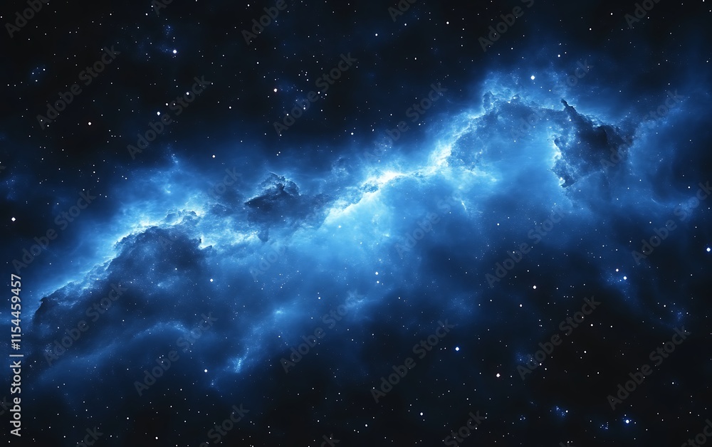 Fototapeta premium Cosmic nebula, blue gas clouds and stars.