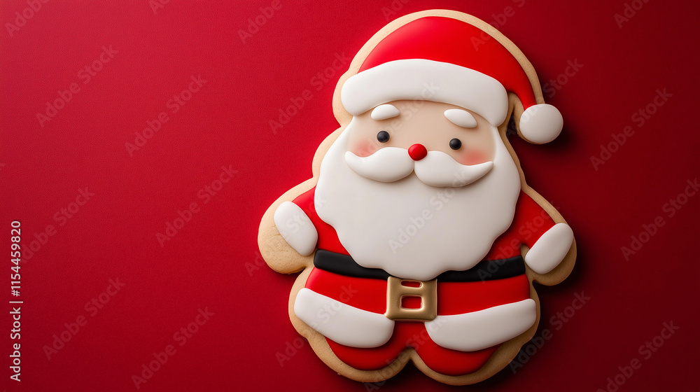 santa claus-shaped cookies on a red background santa claus-shaped cookies on a red background