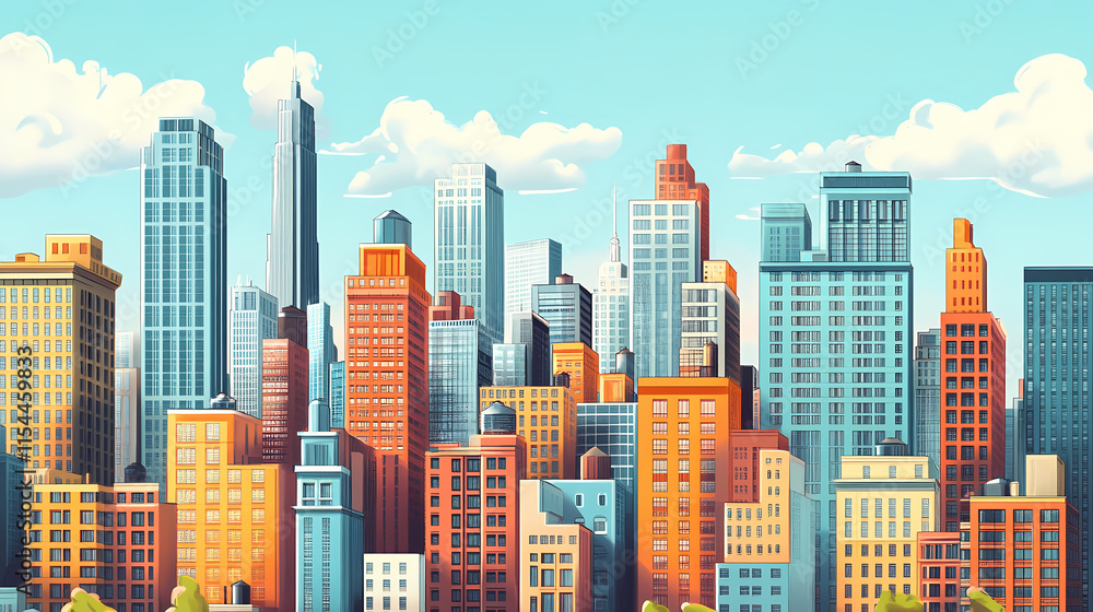 Obraz premium High rise building city in the world. Ironscape. Illustration