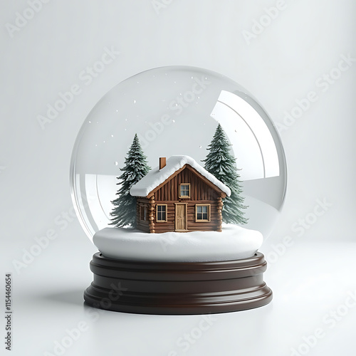 winterhouse snow globe isolated photo