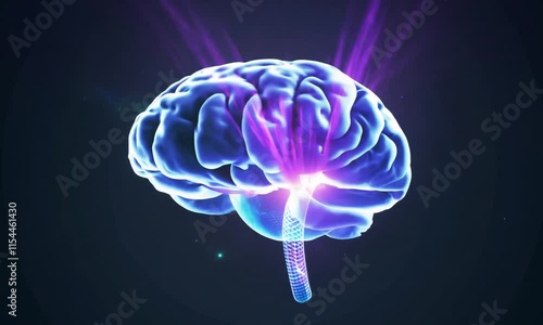 3D Brain Model Animation with Glowing Synchronized Neurons, Dynamic Connections, and Smooth Camera Pans