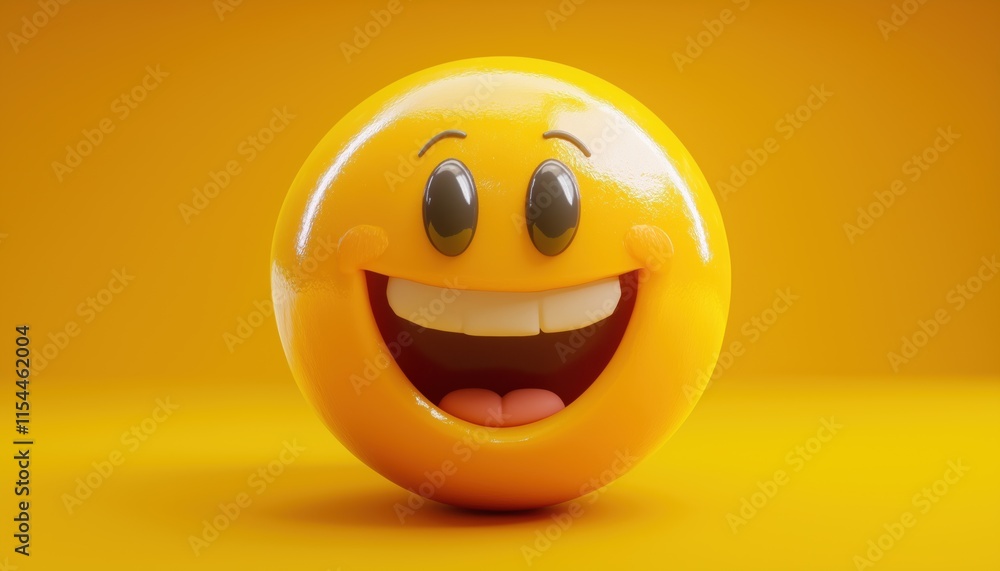 Fototapeta premium Realistic Yellow Glossy Emotions: Pack Of 30 Smile Emojis Depicting Surprised, Romantic, Laughter, Nervousness, And Calm Expressions.