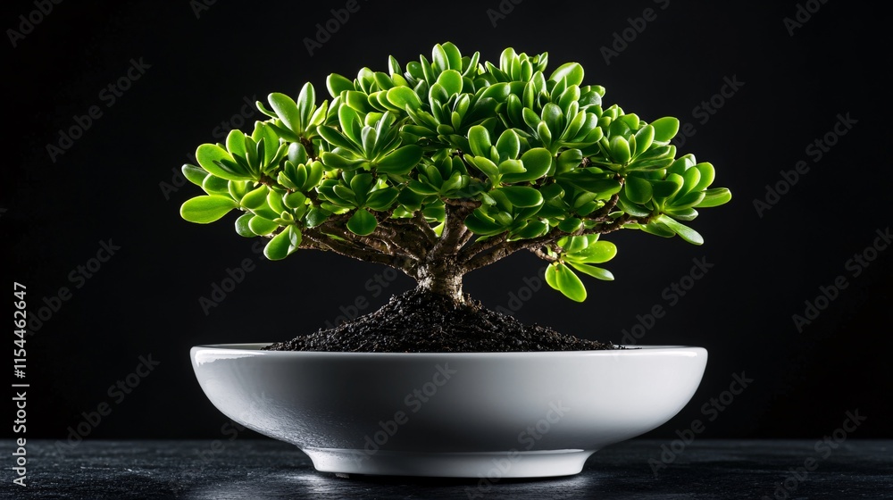 The bonsai tree planted on the white concreate bowl The bonsai tree planted on the white concreate bowl