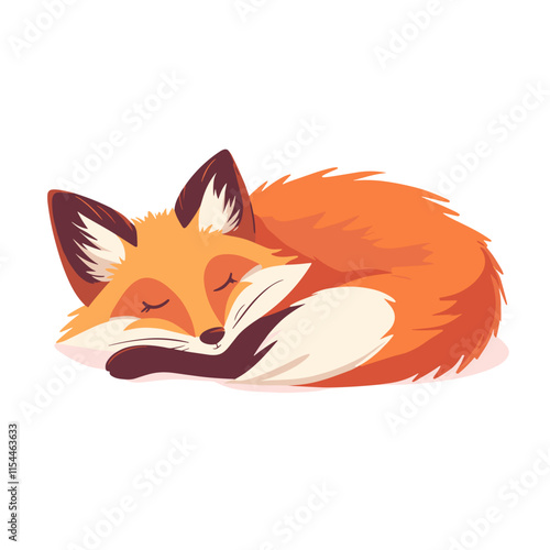 Cute orange fox curled up sleeping peacefully on a soft surface during a quiet afternoon